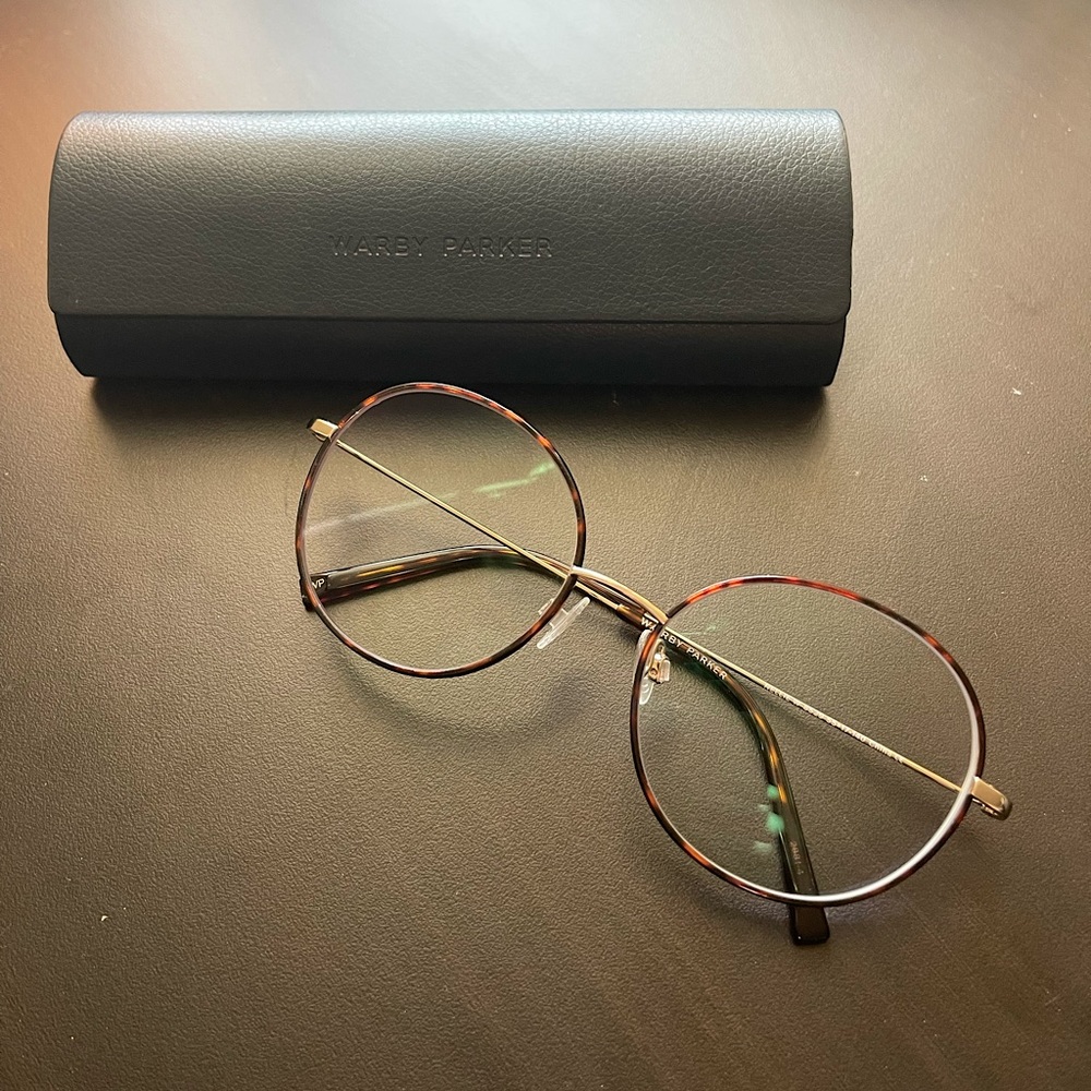 Warby Parker Nellie Cognac Tortoise with Riesling Circular Eyeglasses